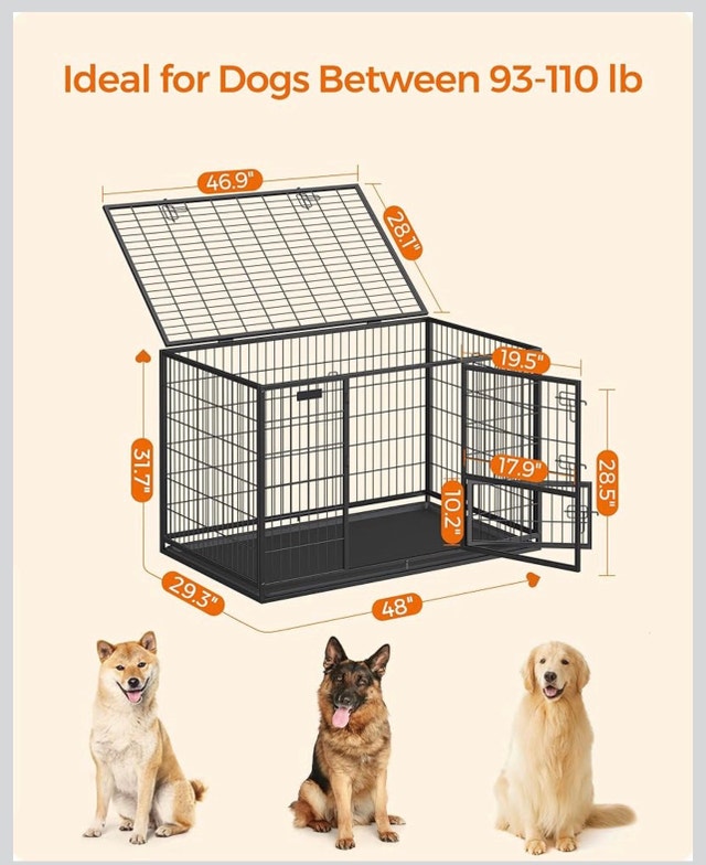 Heavy-Duty Metal Dog Crate with Removable Tray - photo 3