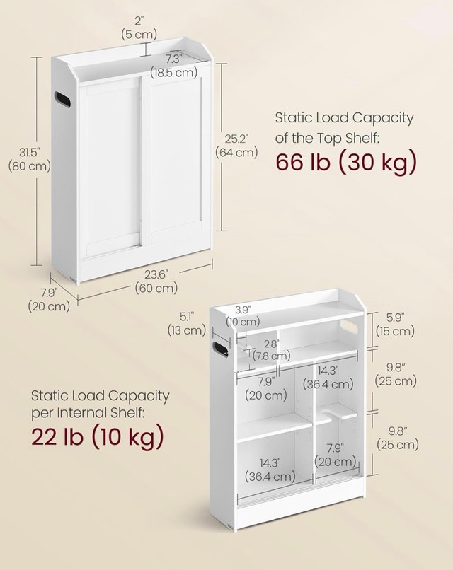 Slim Floor Storage Cabinet with Toilet Paper Holder - photo 3
