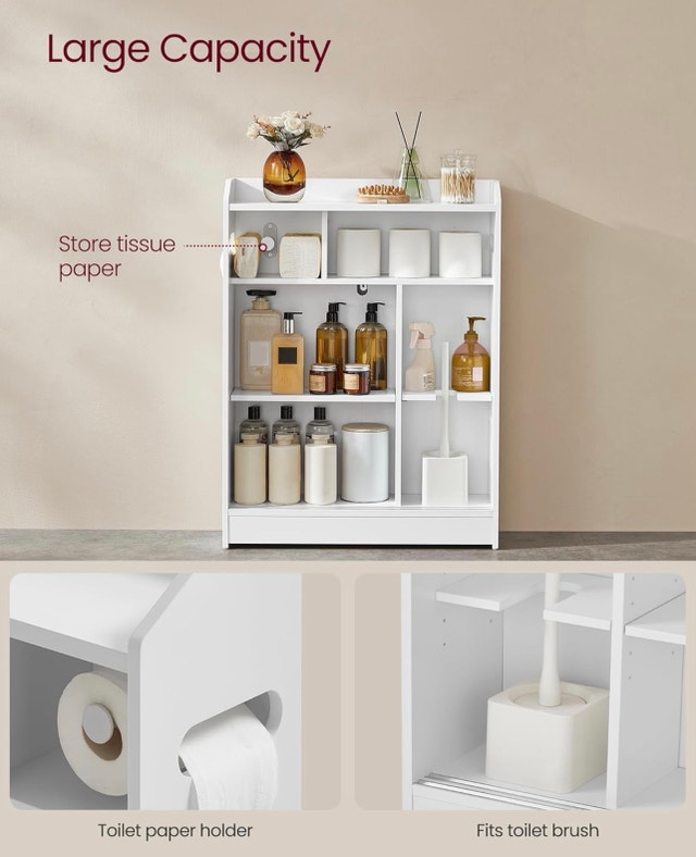 Slim Floor Storage Cabinet with Toilet Paper Holder - photo 4