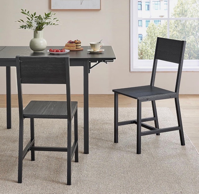 Rustic Wood Dining Chair with Metal Frame (2 Available)