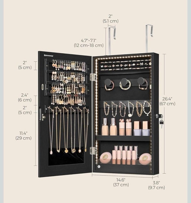 SONGMICS Mirror Jewelry Cabinet, UJJC050B01 - photo 3
