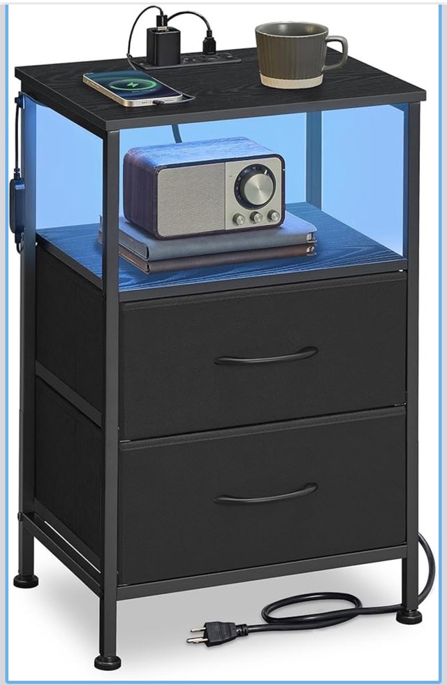 New Nightstand with Charging Station & Adjustable Lights