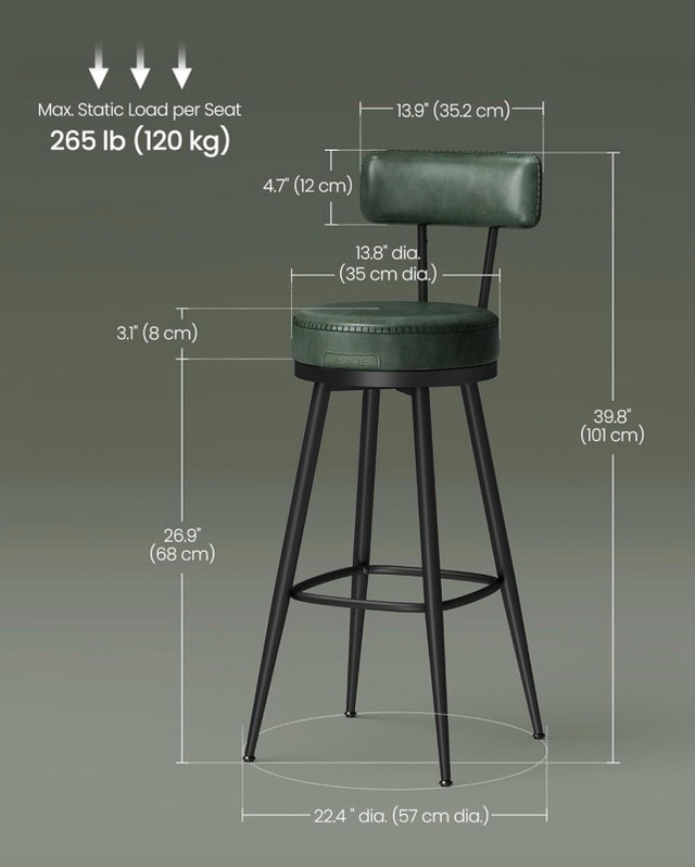New Swivel Counter Bar Stools - Synthetic Leather - photo 2