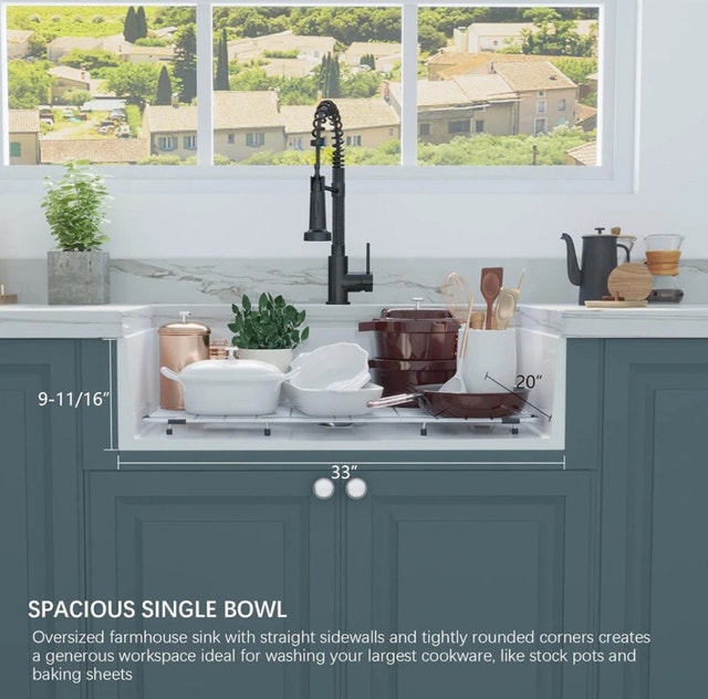 HERCATE 33" Farmhouse Kitchen Sink - Fireclay Single Bowl - photo 2