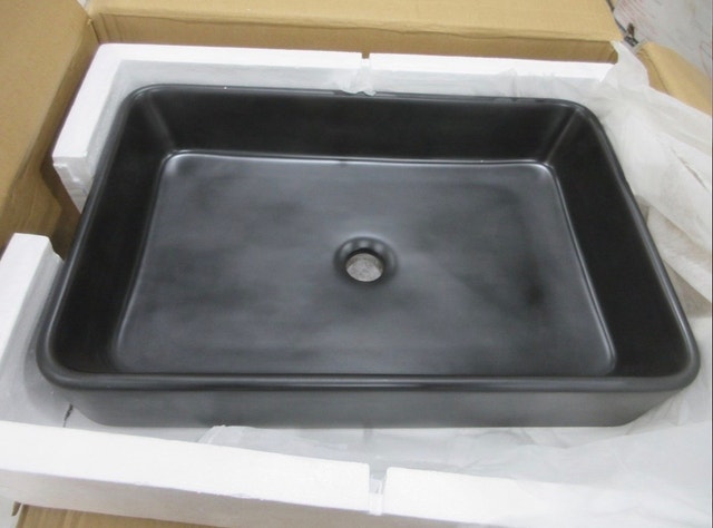 LORDEAR 24"X16" Ceramic Bathroom Vessel Sink - Matte Black - photo 2