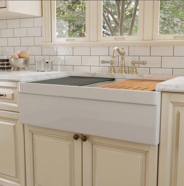 DEER VALLEY Double Basin Kitchen Sink, White, 30" x 20" - photo 2