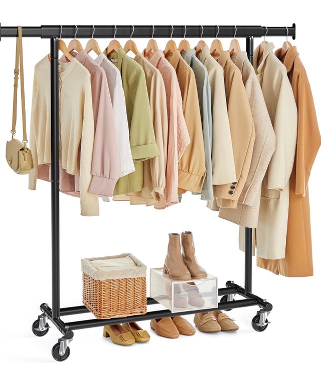 New Heavy-Duty Clothes Rack with Wheels UHSR13BKV1