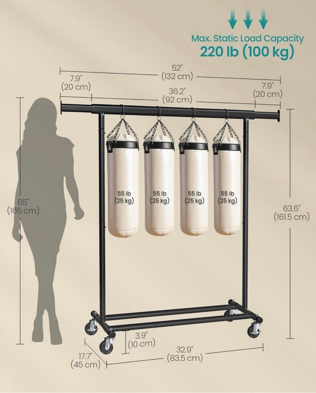 New Heavy-Duty Clothes Rack with Wheels UHSR13BKV1 - photo 2