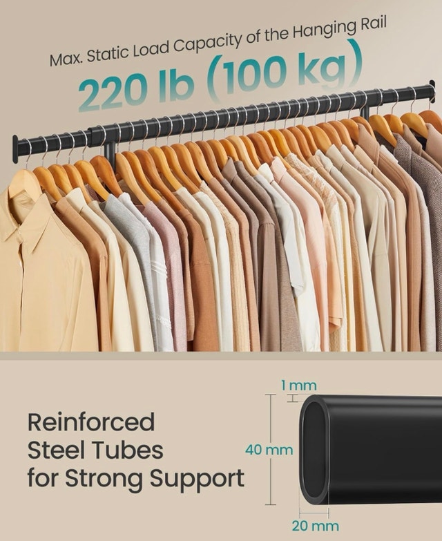 New Heavy-Duty Clothes Rack with Wheels UHSR13BKV1 - photo 3