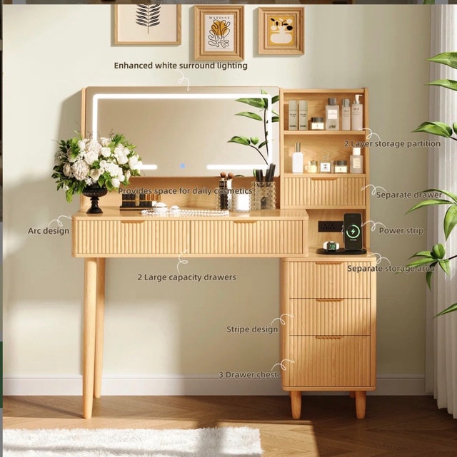 LATITUDE RUN 45” Makeup Vanity w/ Lighted Mirror