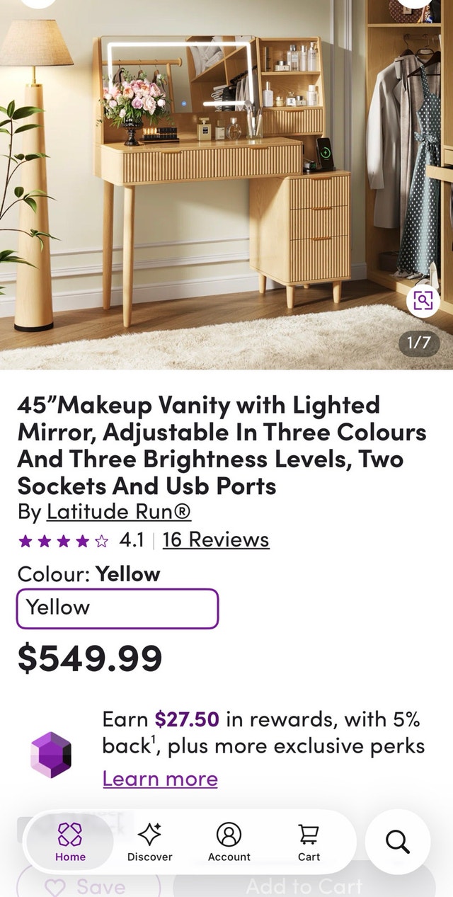 LATITUDE RUN 45” Makeup Vanity w/ Lighted Mirror - photo 2