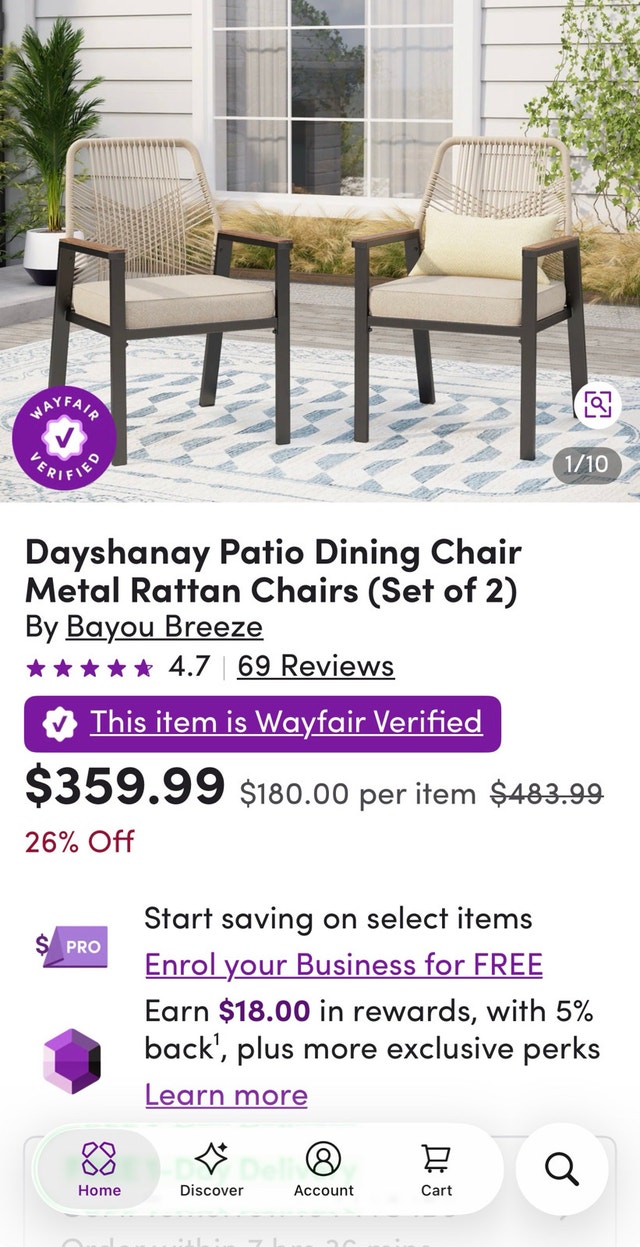 ALPHAMARTS Patio Rattan Dining Chairs - New - photo 2