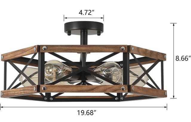 New 6-Light Rustic Farmhouse Wood Ceiling Light Fixture - photo 2