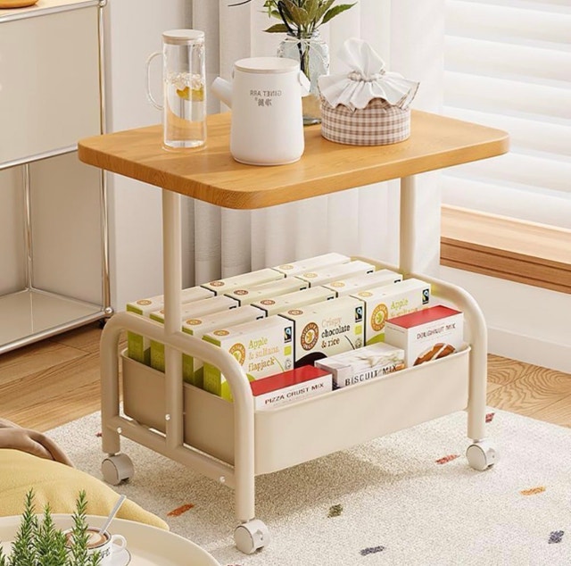 2-Tier End Table/Nightstand with Wheels