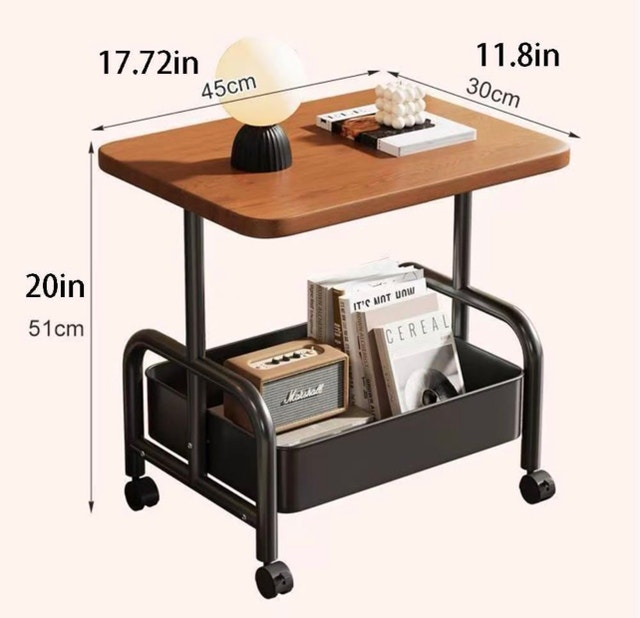 2-Tier End Table/Nightstand with Wheels - photo 2