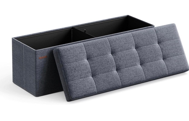 110cm Folding Ottoman Bench - Misty Blue