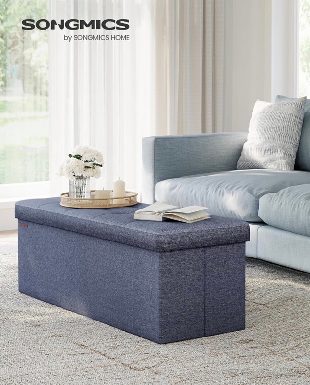 110cm Folding Ottoman Bench - Misty Blue - photo 2