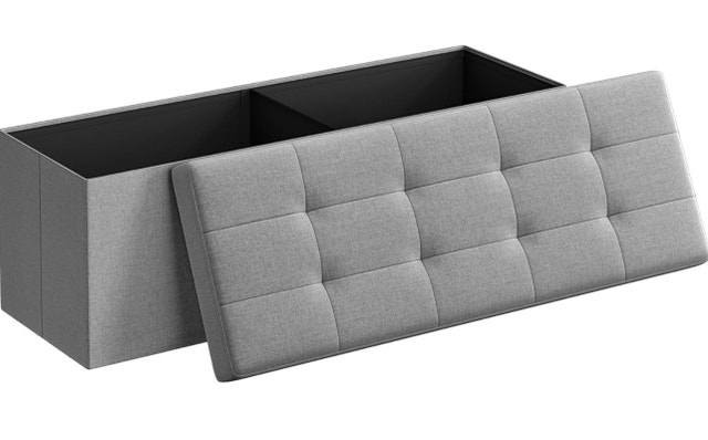 110cm Folding Ottoman Bench - New, Light Gray