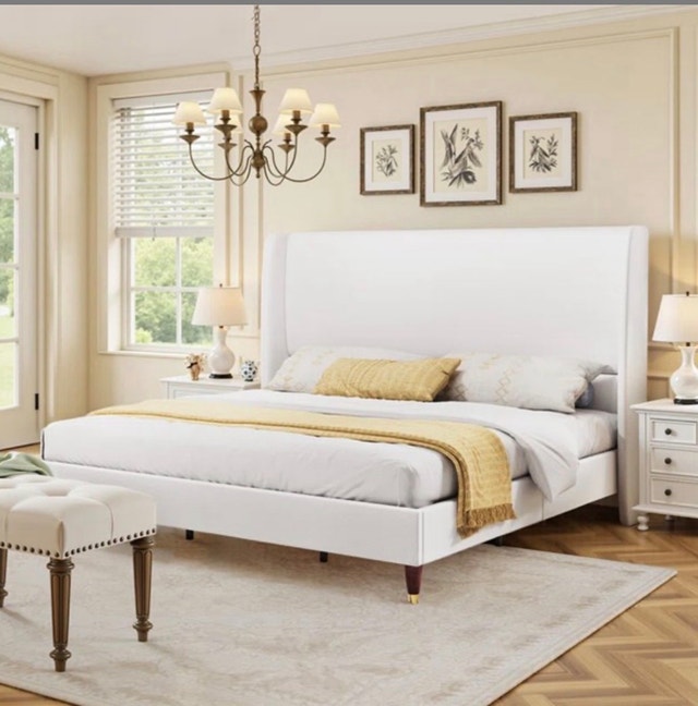 WADE LOGAN BELO QUEEN UPHOLSTRED BEDFRAME, WHITE