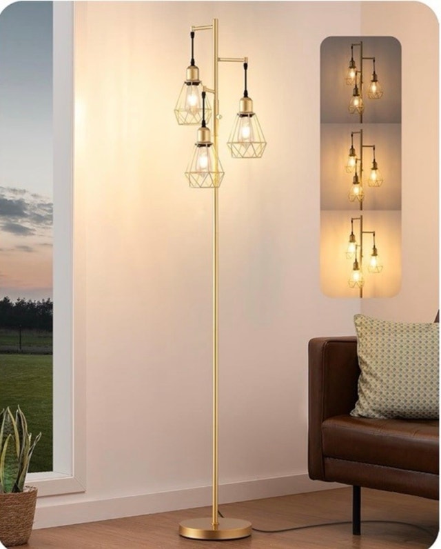EDISHINE 70" Farmhouse Floor Lamp - Gold
