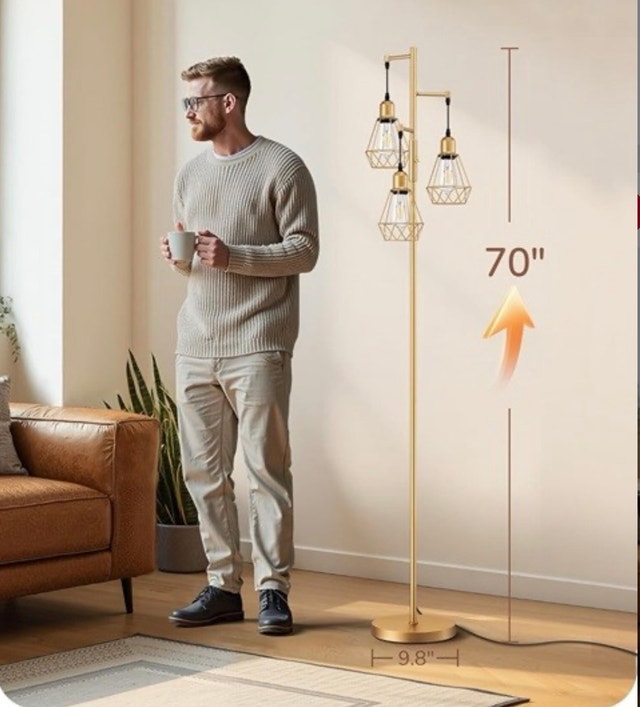 EDISHINE 70" Farmhouse Floor Lamp - Gold - photo 2