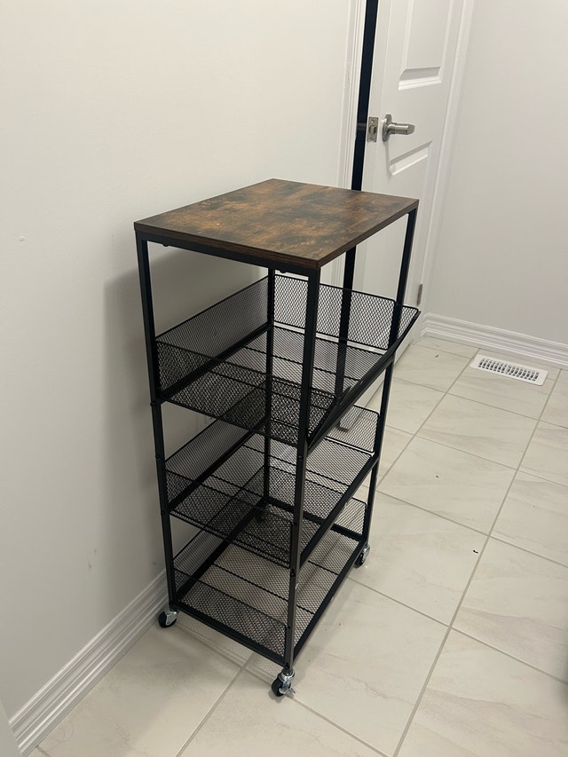 New Metal Mesh 4 Tier Rustic Kitchen Storage Cart