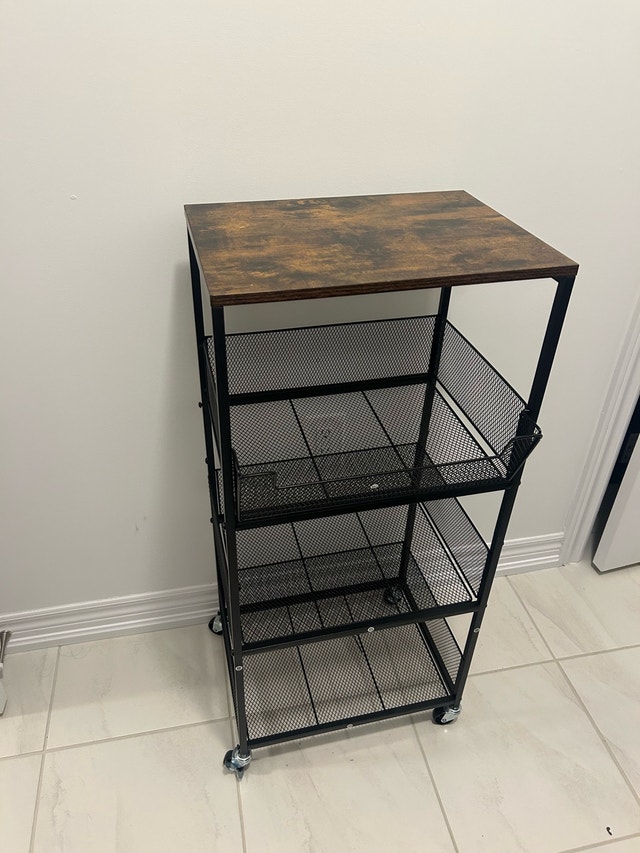 New Metal Mesh 4 Tier Rustic Kitchen Storage Cart - photo 2