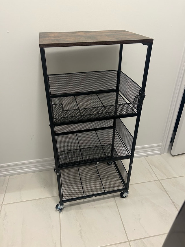 New Metal Mesh 4 Tier Rustic Kitchen Storage Cart - photo 3