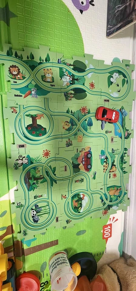 Kids Puzzle Play Board with Road Track