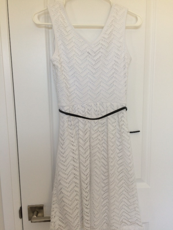 White Dress with Black Belt - photo 2