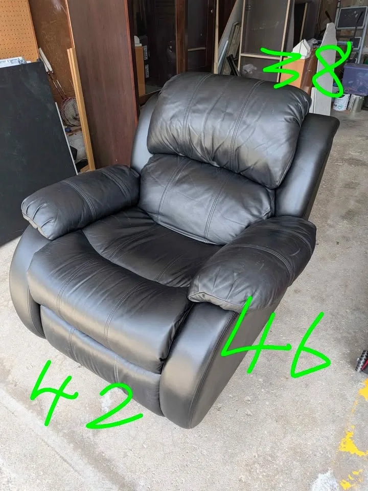 Black Leather Recliner Sofa Chair - photo 2