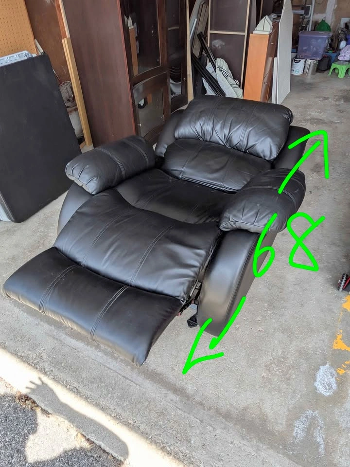 Black Leather Recliner Sofa Chair - photo 3