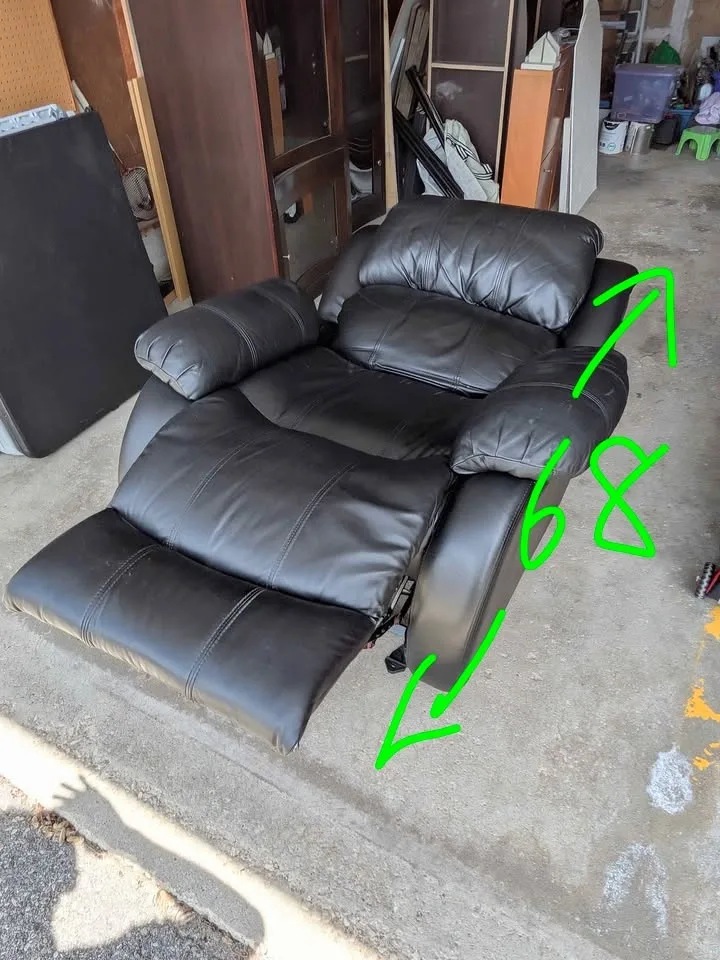 Black Leather Recliner Sofa Chair - photo 3