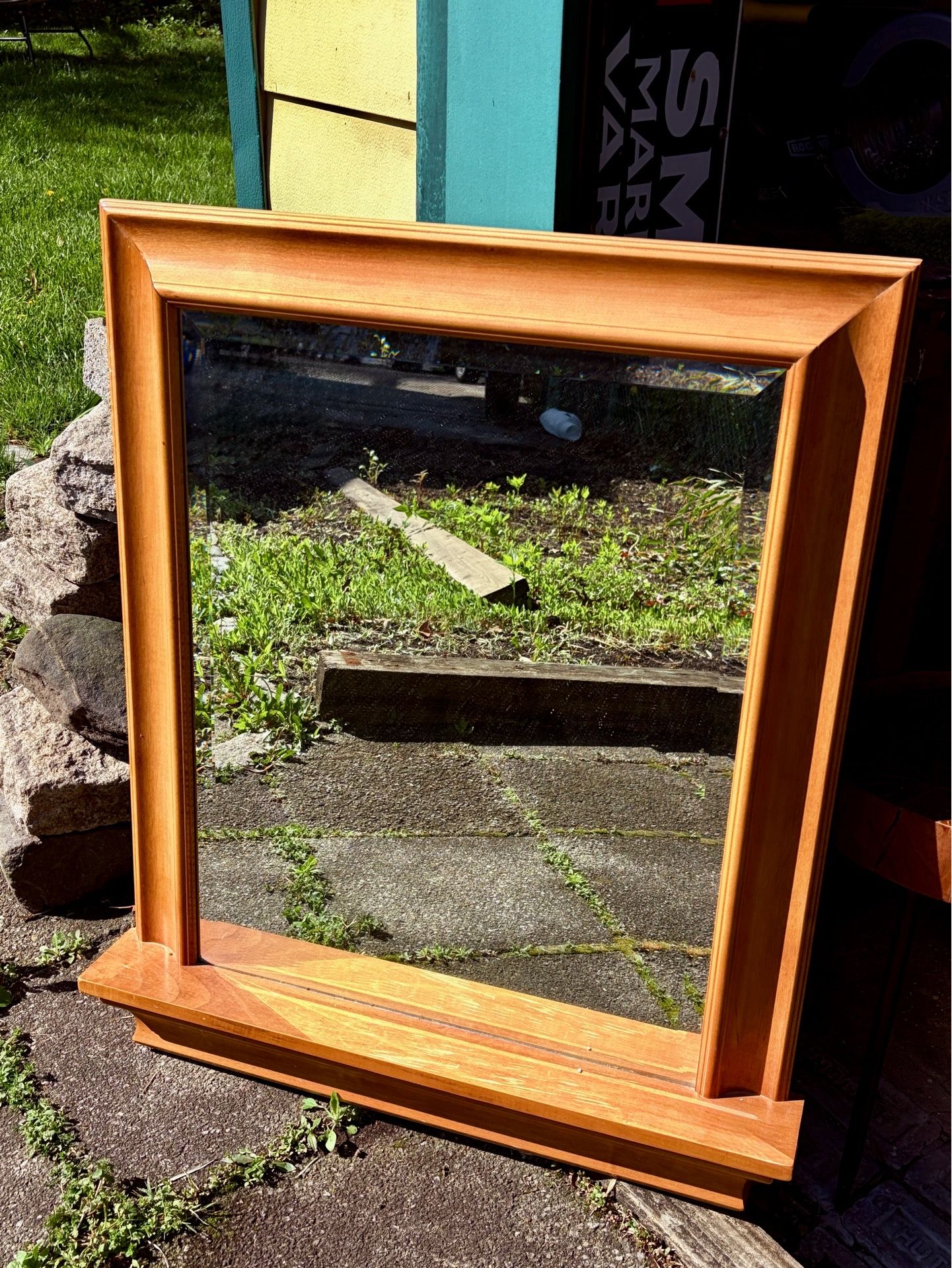 Solid wooden mirror