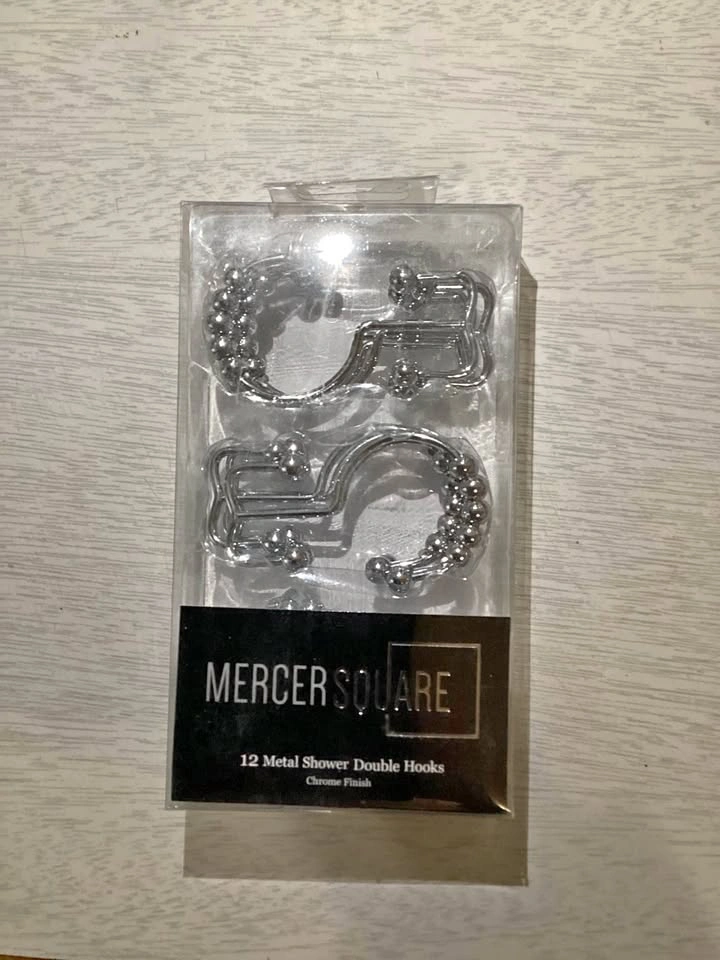 12 Metal Double Shower Curtain Hooks