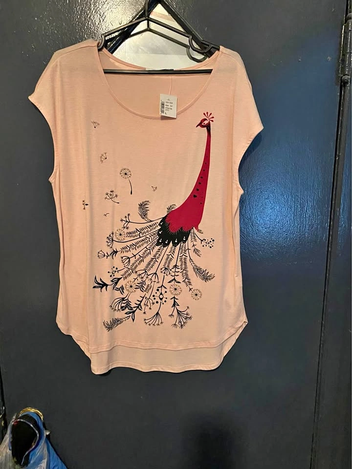 Pink peacock T-shirt