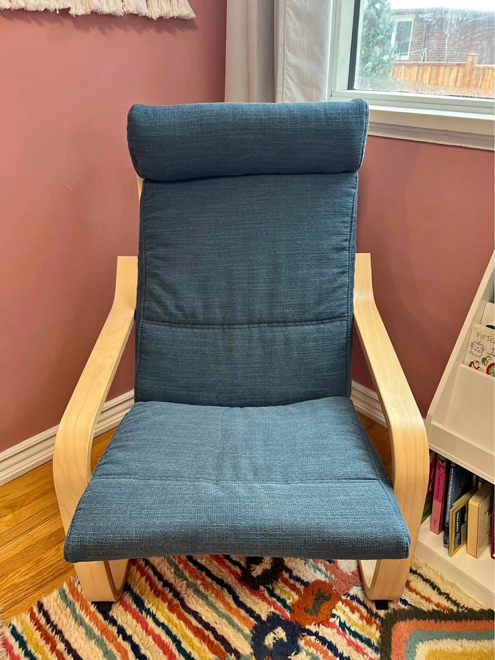 IKEA Poang Chair with Blue Cover