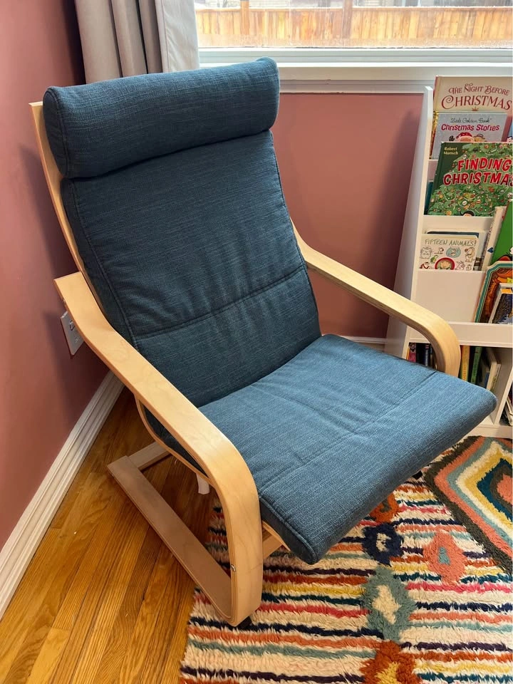 IKEA Poang Chair with Blue Cover - photo 2