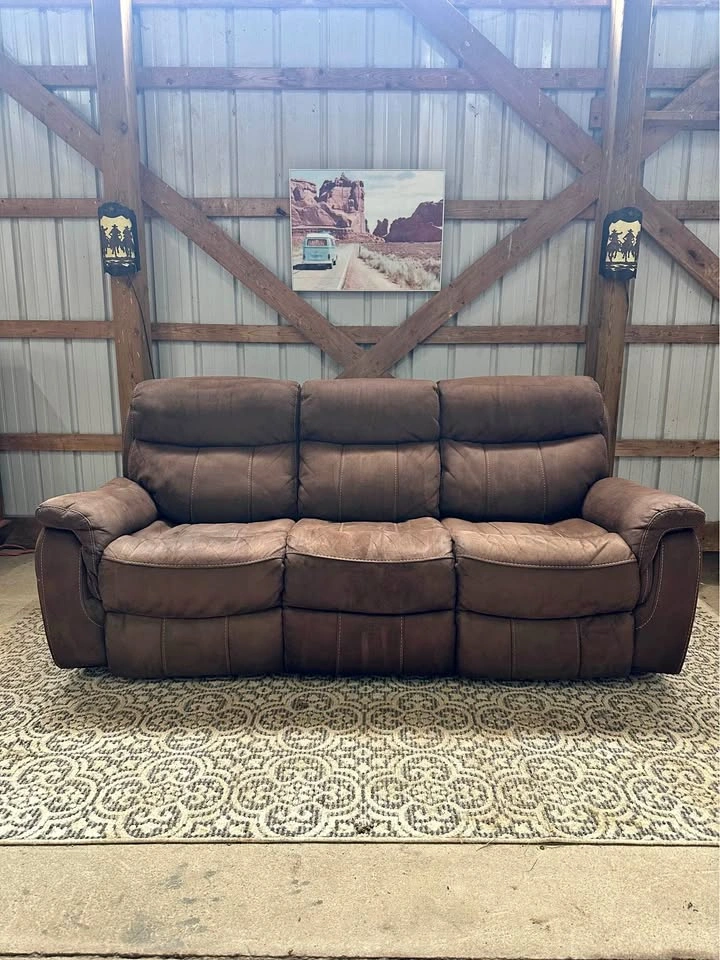 La-Z-boy Brown Faux Leather 3 Seater Recliner Sofa