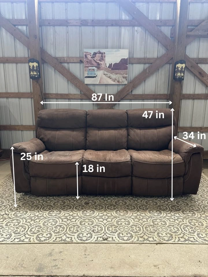 La-Z-boy Brown Faux Leather 3 Seater Recliner Sofa - photo 2