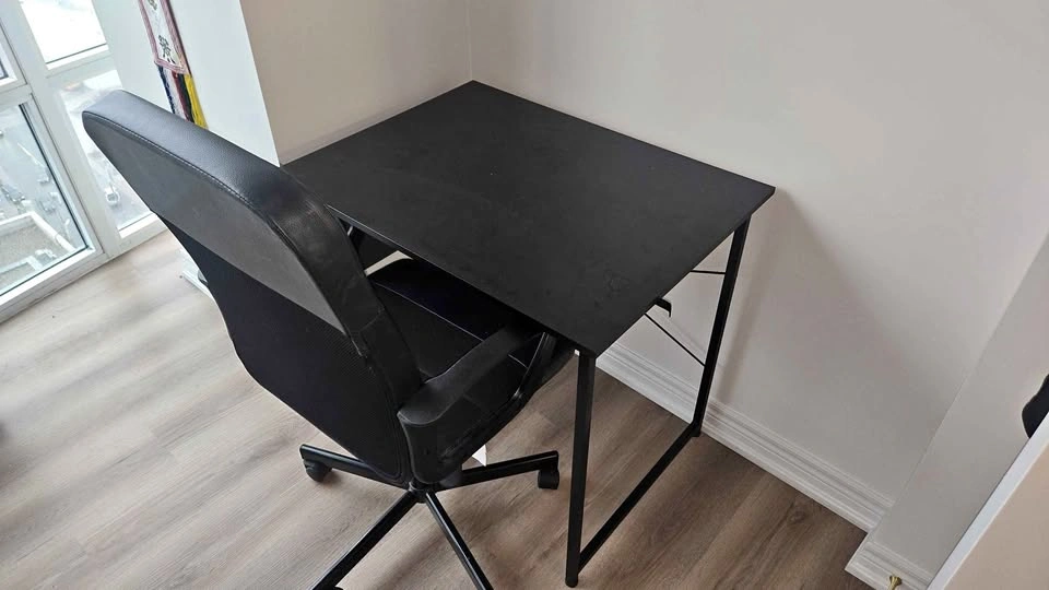 Black Desk and Mesh Office Chair Set