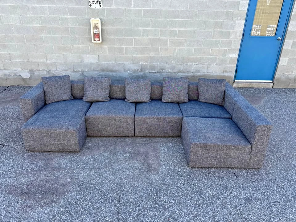 Five Piece Grey Modular Sectional Sofa - Free Delivery