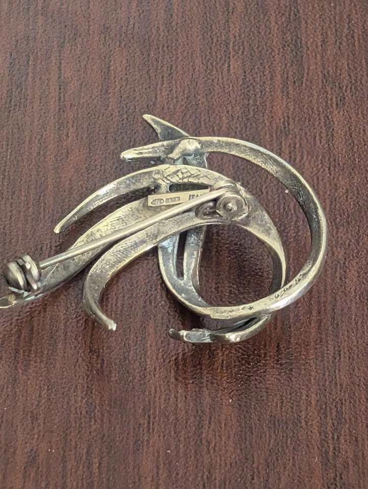 Lovely Tricolour Sterling Silver Brooch from Italy $45 - photo 3