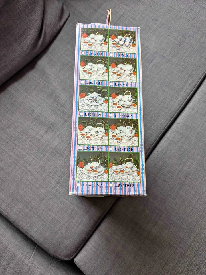 NEW Vintage Jinxing Porcelain Tea Set - 7 Pieces with Tray