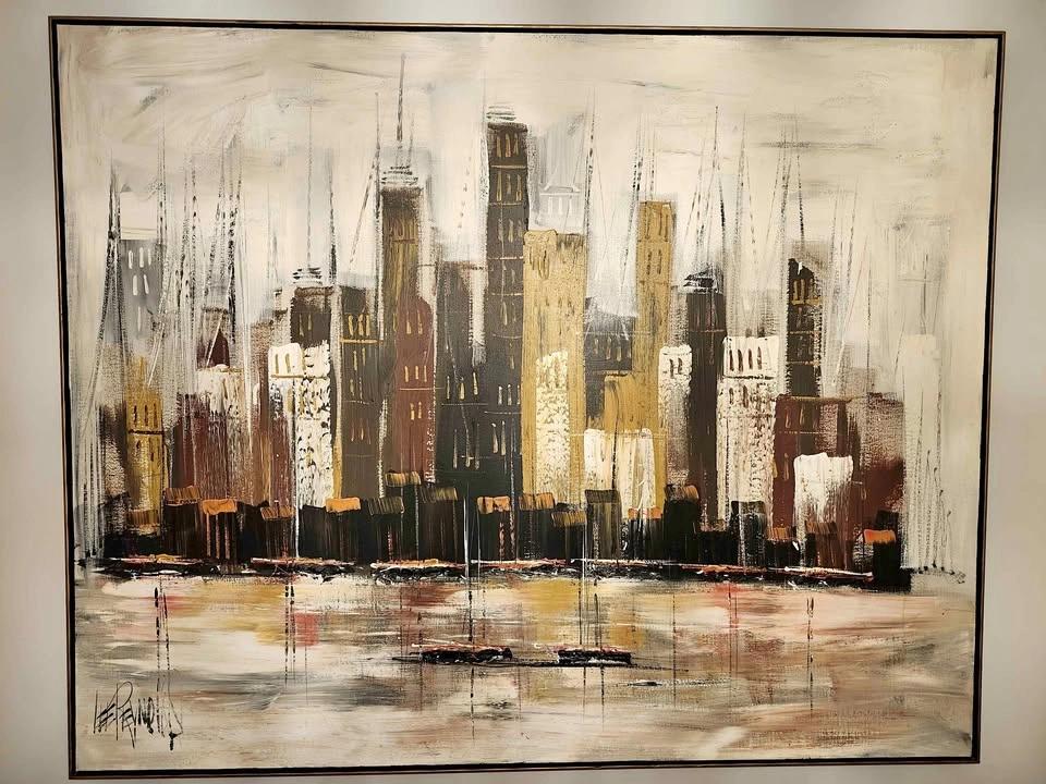 Huge Mid-Century Modern Lee Reynolds Abstract Oil Painting (60Wx
