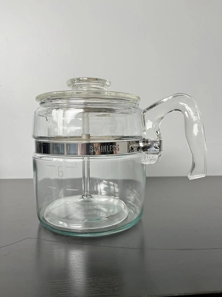 1950-60s Pyrex 7756 6-Cup Flameware Coffee Percolator