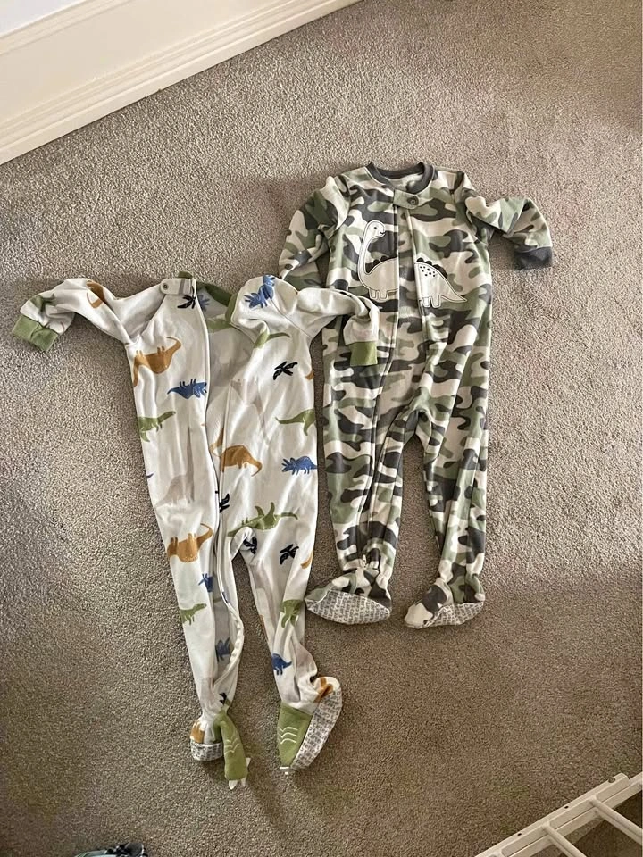 Dinosaur Themed Fleece Onesies - 2T