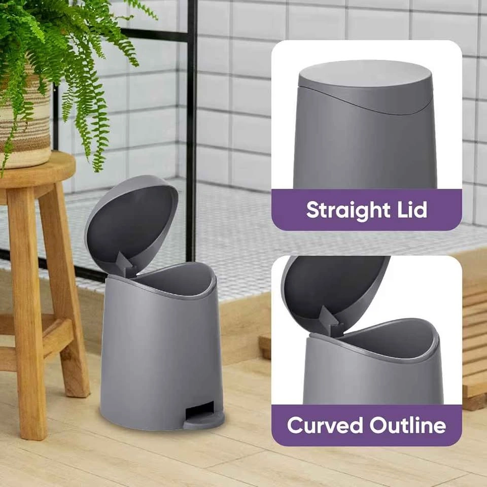 Compact plastic garbage bin - grey - photo 2