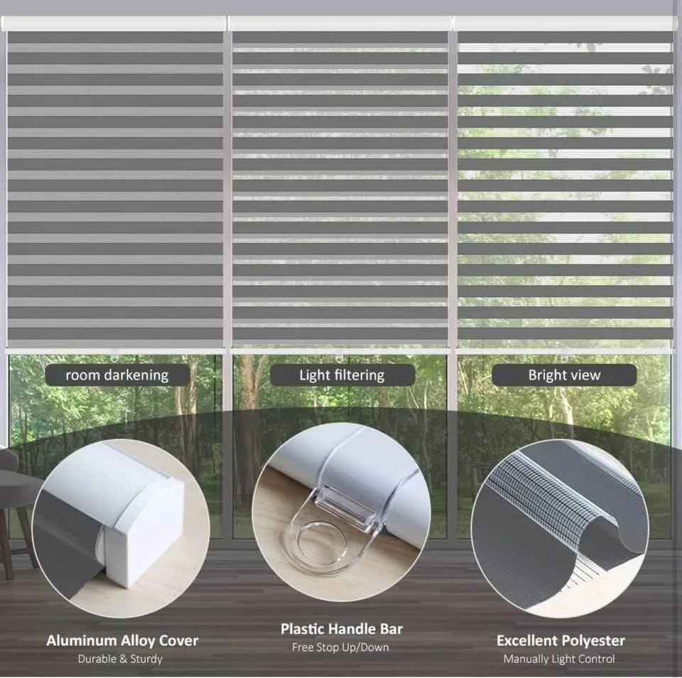 LUCKUP Cordless Zebra Blinds Roller Shades for Window image indicator(4)