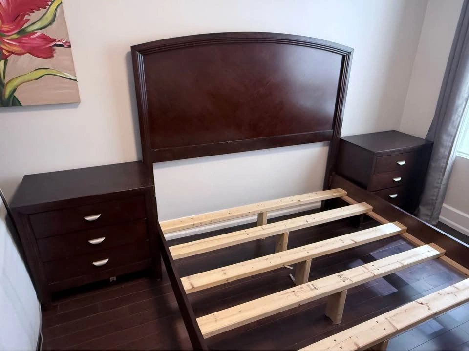 Queen Bed Frame with Headboard, Footboard & 2 Nightstands - photo 3